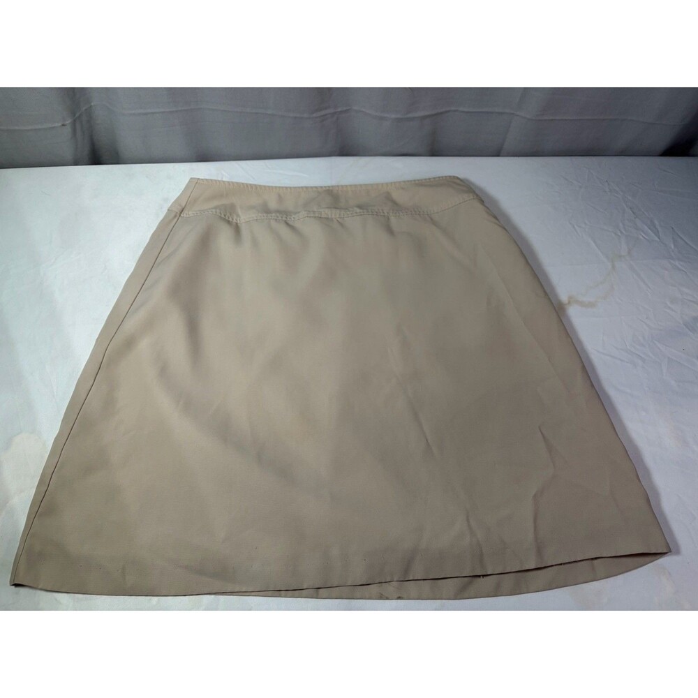 Women’s Tan Apostrophe Skirt Size 12 Zip Up Side, Lined Great Used Condition